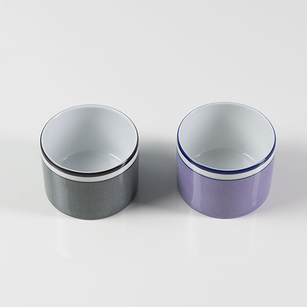 Dip bowl, cylindric, two tone grtey or lilac, porcelain, Reichenbach