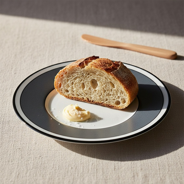 Reichenbach COLOUR II bread plate grey with sourdough and sea salt