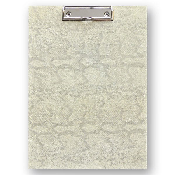 Leder Clipboard A4 in Schlangen-Optik natur mit Klemm Mechanik