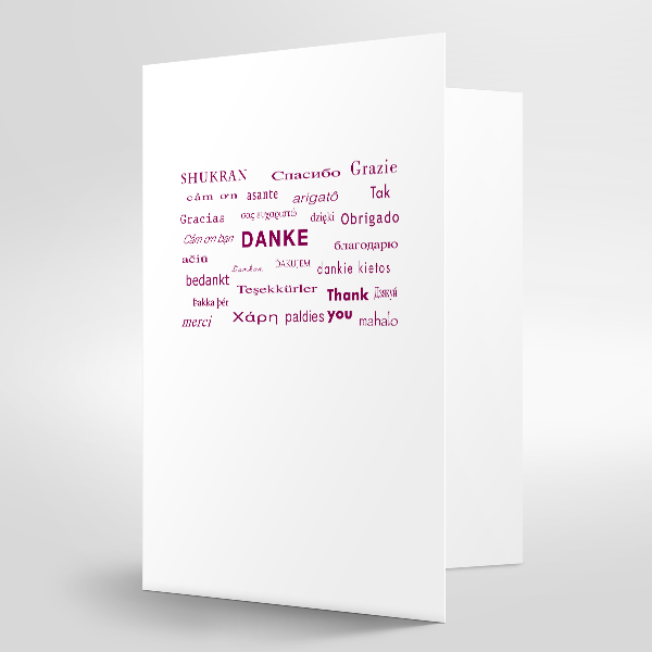 Trixi Gronau THANK YOU Karte B6 mehrsprachig Farbe Offsetdruck aubergine, B6