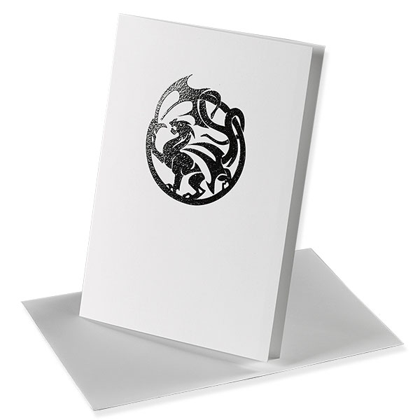 Birthday card white pressure relief Dragon black Trixi Gronau