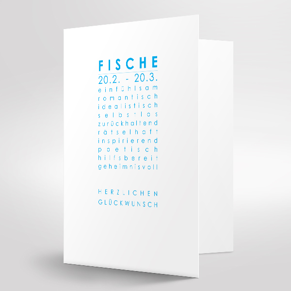 Sternzeichenkarte Fische Druck blau