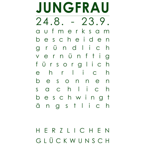 Sternzeichenkarte Jungfrau Druck blau, Detail