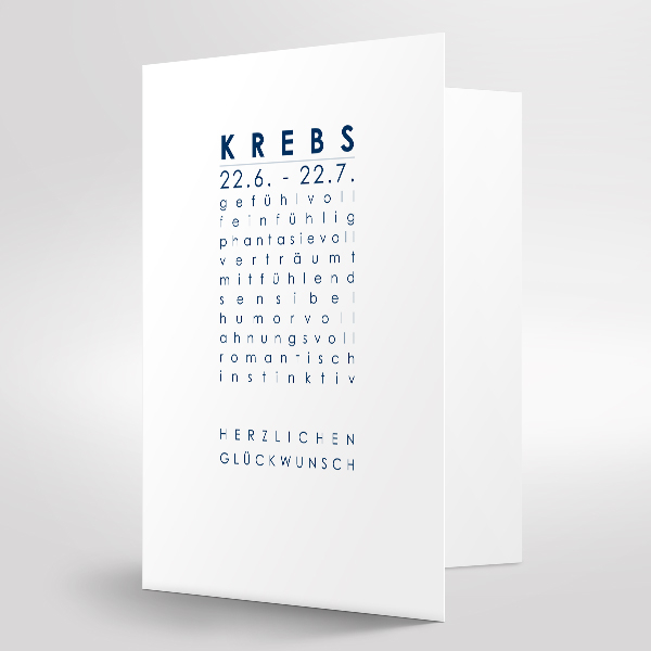 Sternzeichenkarte Krebs Druck blau