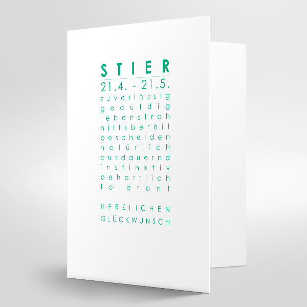 Sternzeichenkarte Stier Druck grün
