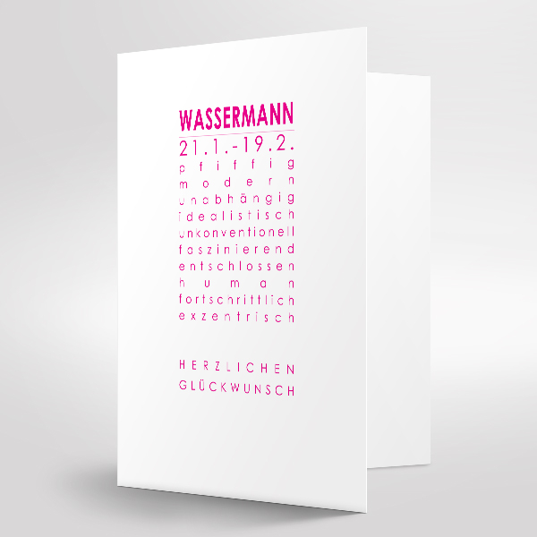 Sternzeichenkarte Wassermann Druck pink