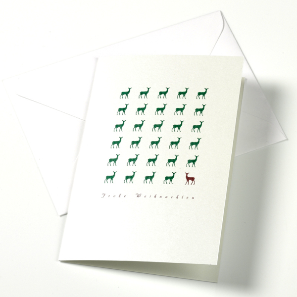 Trixi  Gronau Weihnachstkarte Mini Rehreihe glänzend weiß
