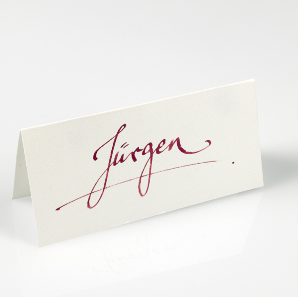 Trixi Gronau Tischkarte geklappt bordeaux Tinte, handlettering