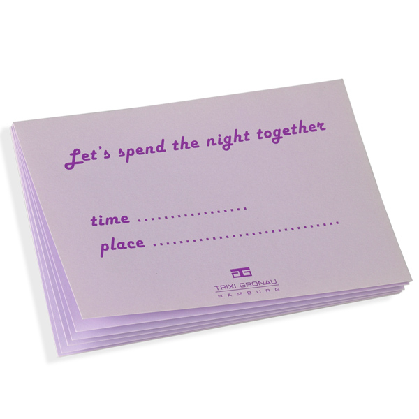 Bloc, let's spend the night together, postcard size, Trixi Gronau