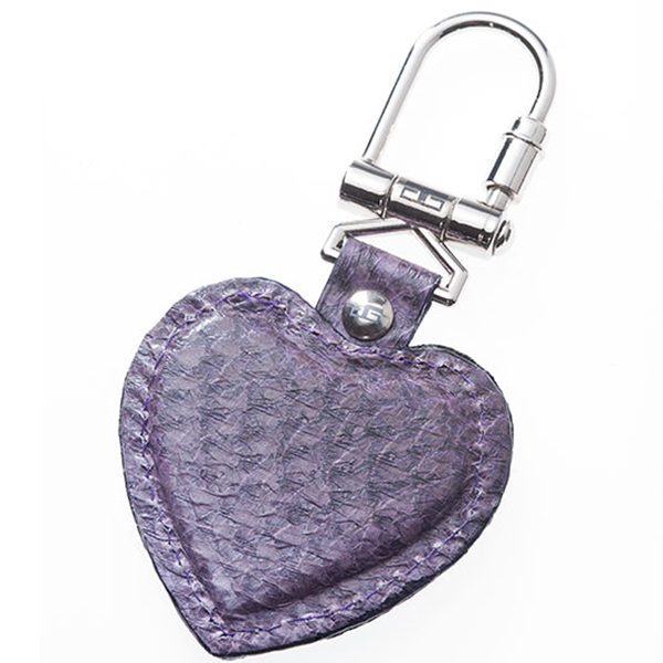 Key Chain, salmon leather, heart-shaped, lilac, Trixi Gronau