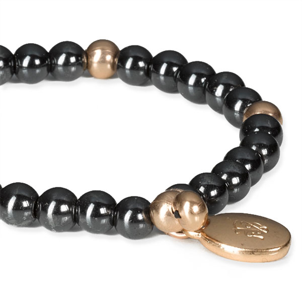 Vain, Armband mit Hämatit,  und rosegold Perle, Detail Ansicht
