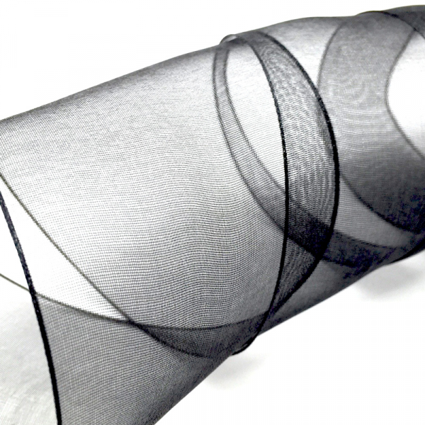 Geschenkband Organza transparent schwarz, 70 mm, detail