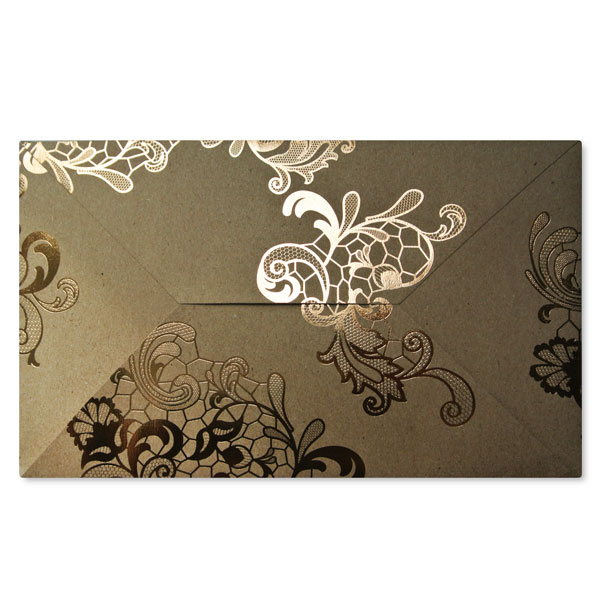 Geschenkumschlag braun mit goldener Heißfolienprägung