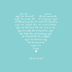 image LOVE POEM Erich Fried white-turquoise
