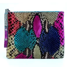 Clutch, Diane Schlangenleder multicolore frontlber mit Clipbügel