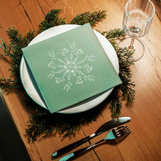 Paviot napkin FLEUR DES NEIGES - Snow Flake green