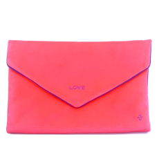 Sorbet Island Velvet Envelope Bag LOVE koralle