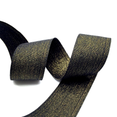 Gift Ribbon COTTON LUREX black-gold 40mm