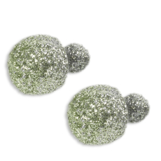 KMO, Tribal, earrings, silver powder, glitter, green, doppelball design