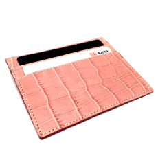 trixi Gronau, Leder Kreditkarten-Etui in Croco rosa