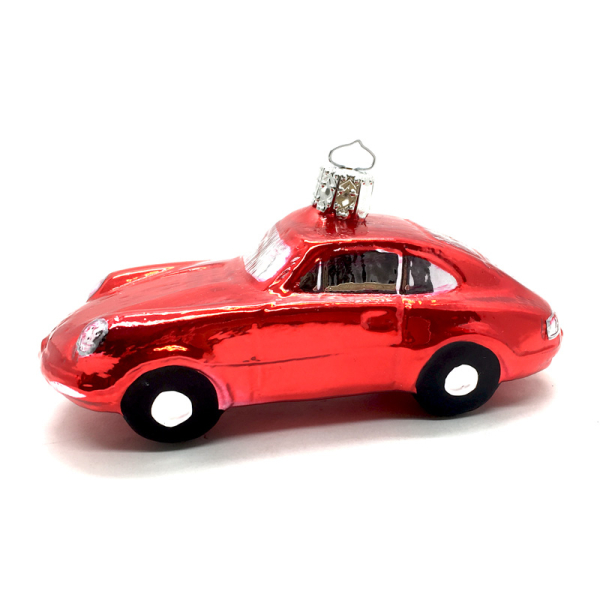 Red Porsche as a glass Christmas tree ornament
