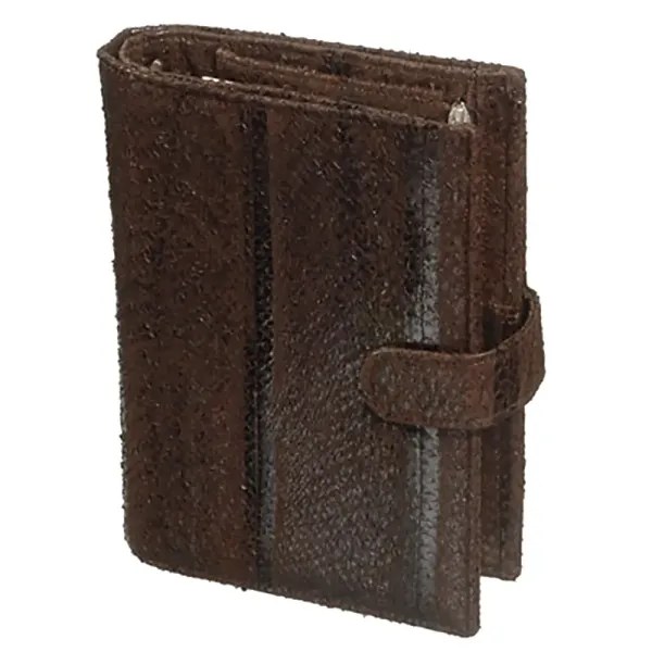Brauner Personal Ring-Organizer aus echtem Pythonleder mit natürlicher Schuppenzeichnung, schräg stehend
